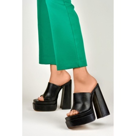 Sandale negre Evelyn cu toc înalt negru 2