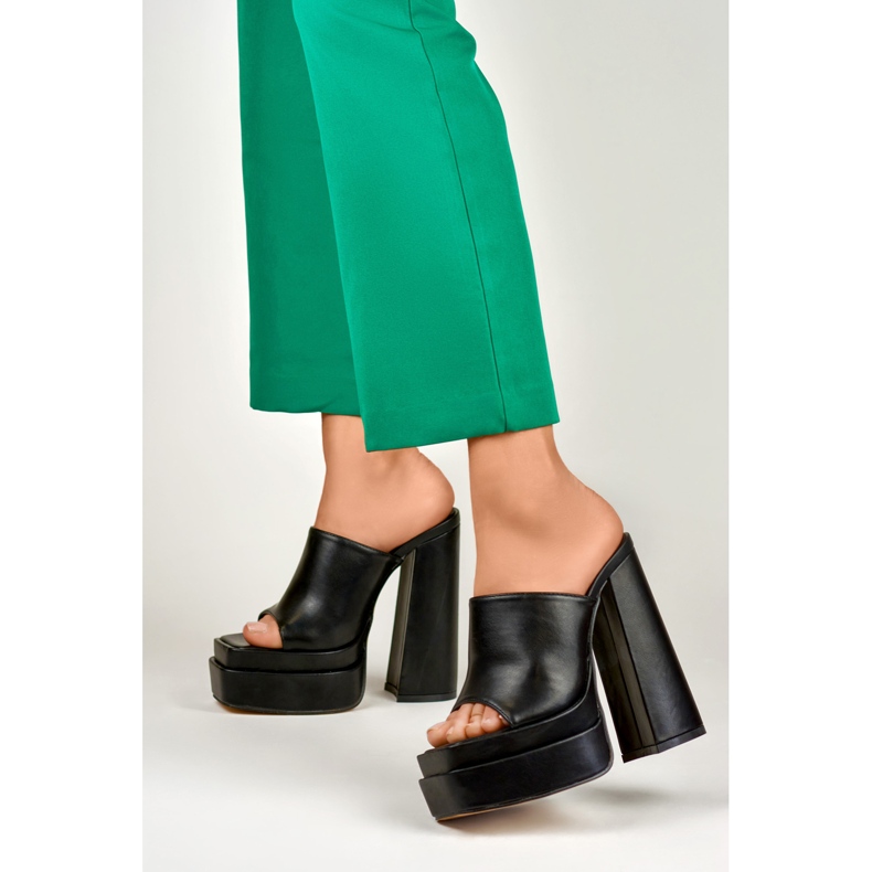 Sandale negre Evelyn cu toc înalt negru 2