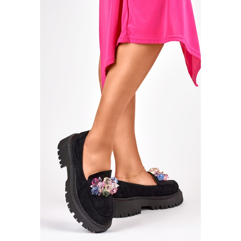 Mocasini negri cu margele negru 1