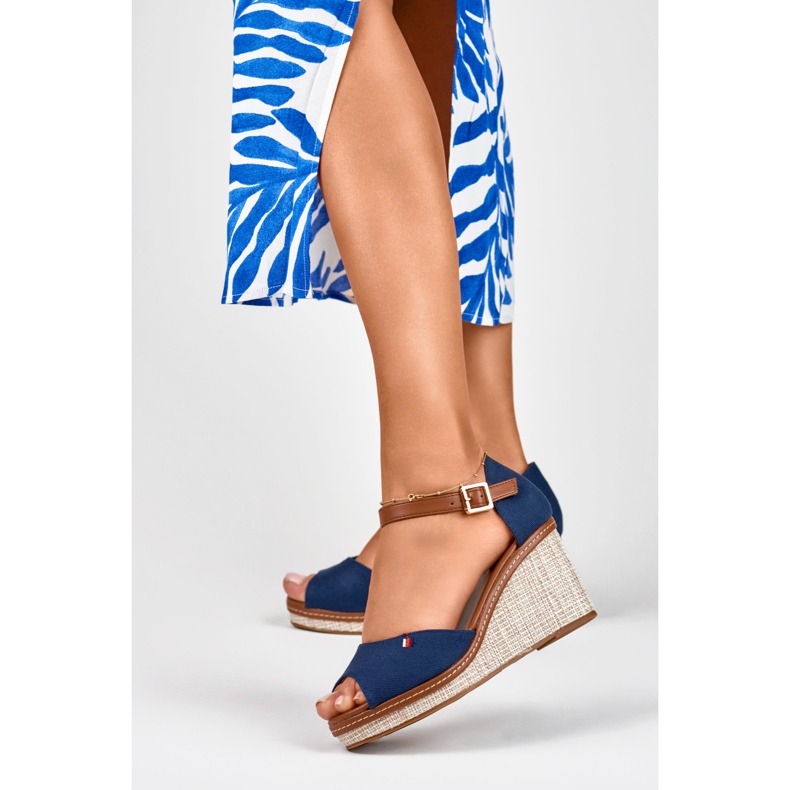 Sandale cu pană de damă bleumarin de la Tomm albastru 2