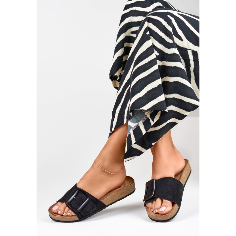 Glisoare negre pentru femei cu cataramă negru 1