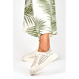 Pantofi sport de dama bej din piele naturala 1