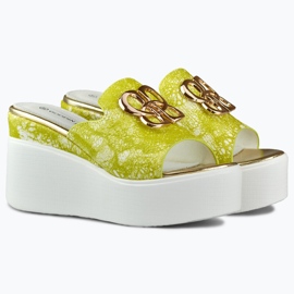 Sandale cu pană de damă lime Lemon verde 1