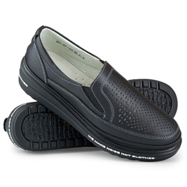 Pantofi de dama ajurati din piele naturala negru 1