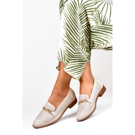 Pantofi de dama ajurati din piele naturala bej 1