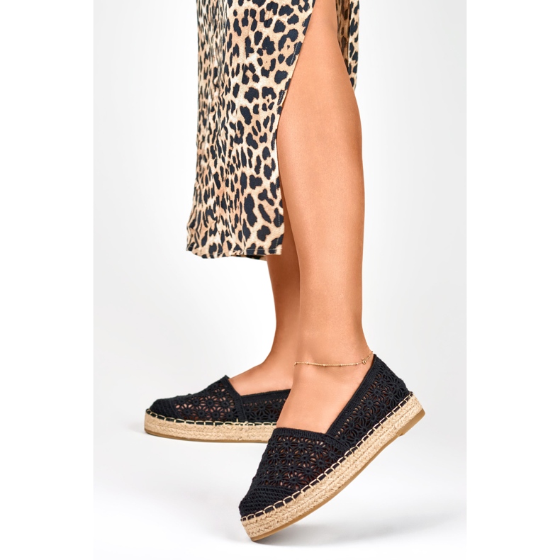Espadrile negre din dantela dama negru 2