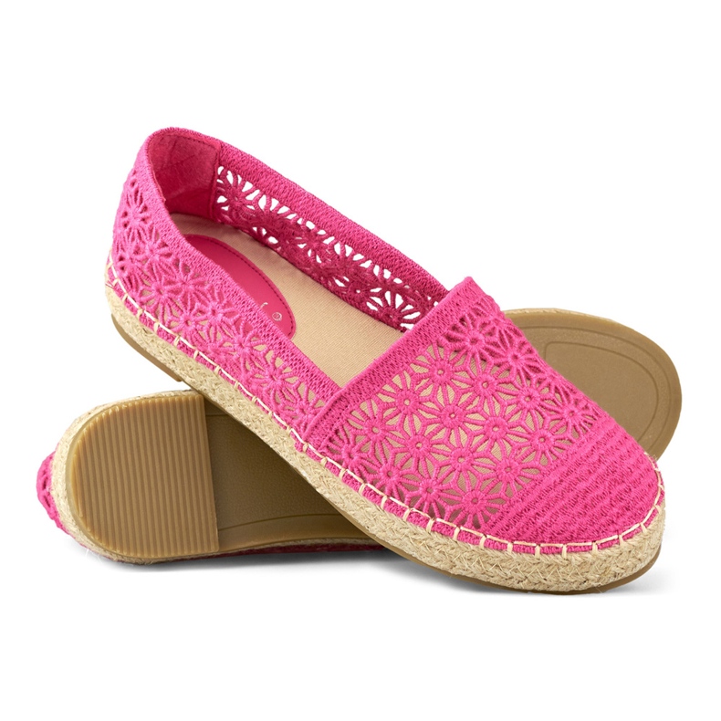 Espadrile de dama roz din dantela 1