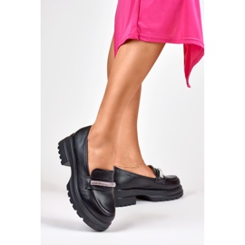 Mocasini negri din piele ecologica de dama negru 2