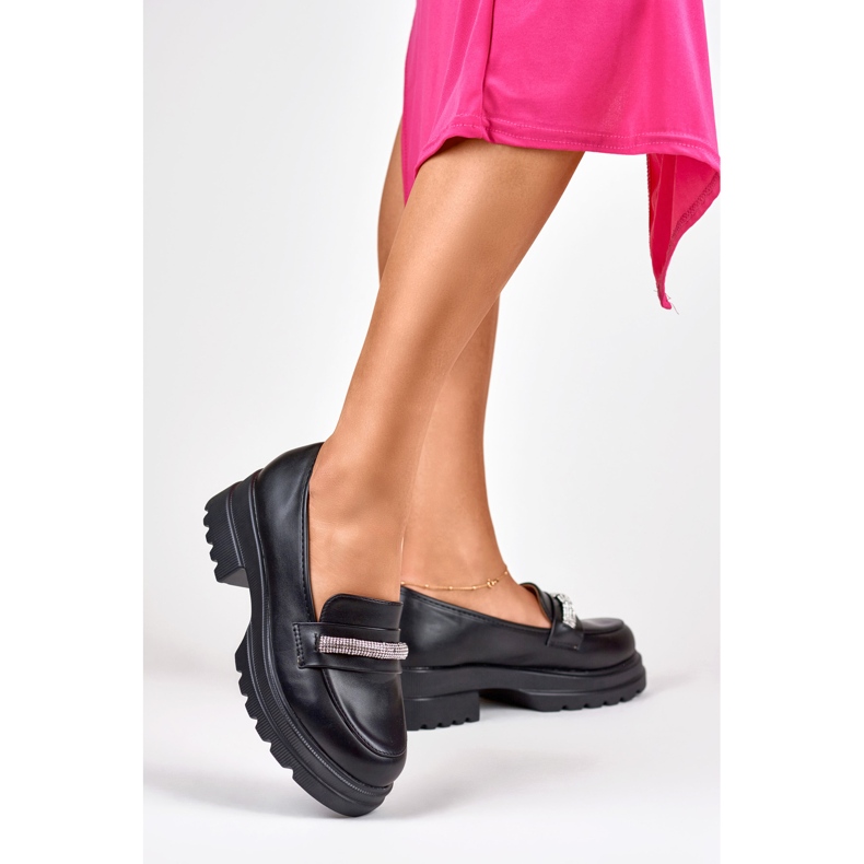 Mocasini negri din piele ecologica de dama negru 2