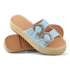 Espadrile de dama cu catarame decorative albastru 1