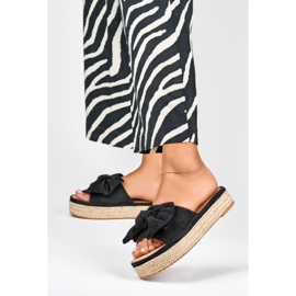 Espadrile negre cu fundita negru 2