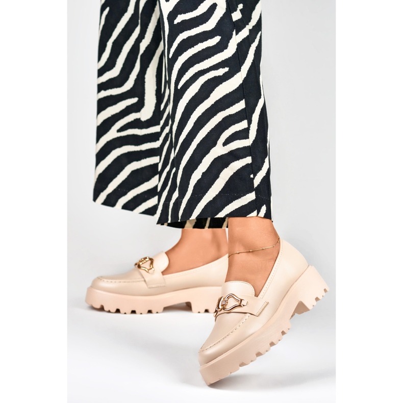 Mocasini de dama bej din piele ecologica 2