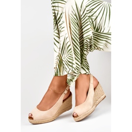 Espadrile cu pană de damă din piele intoarsa bej 1 Espadrile cu pană de damă din piele intoarsa bej 1