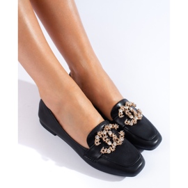 Mocasini de dama negri cu strasuri Shelovet negru 1