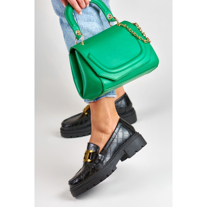 La.Fi Mocasini negri pe platforma negru 2