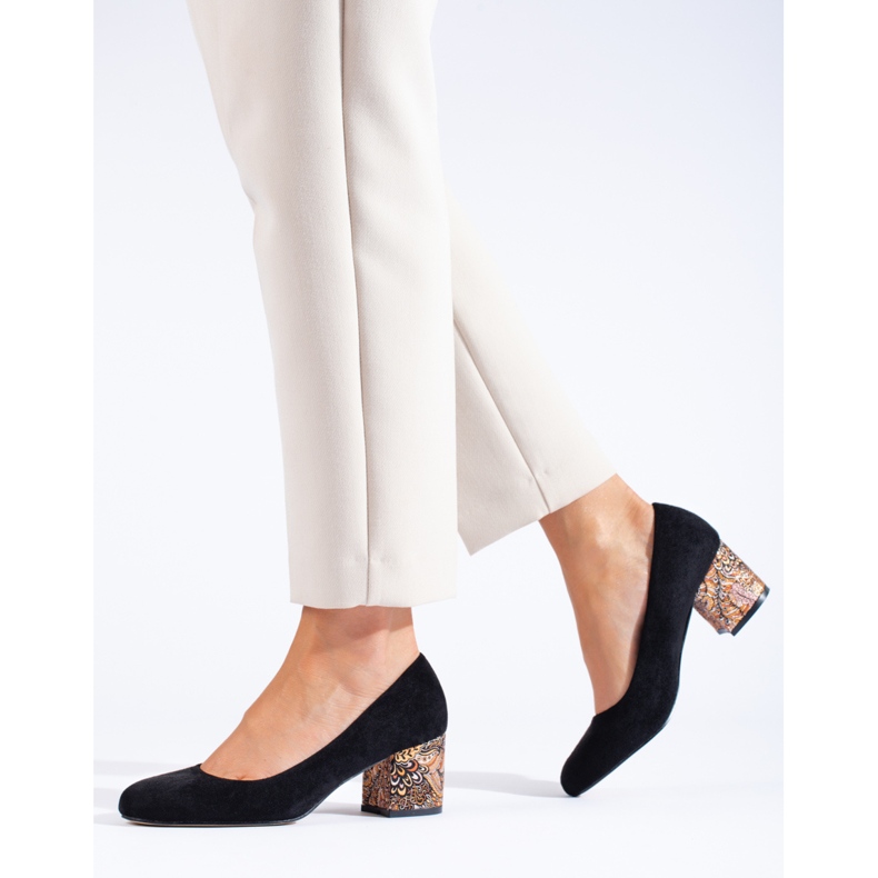 SHELOVET Pompe cu toc din piele intoarsa neagra de la Sheovet negru 1