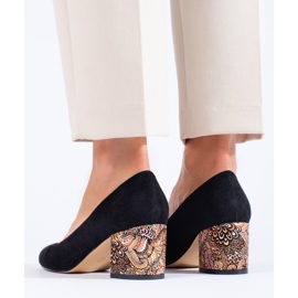 SHELOVET Pompe cu toc din piele intoarsa neagra de la Sheovet negru 2