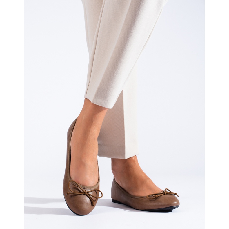 Balerini de damă maro cu fundă Shelovet 1