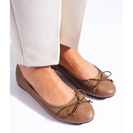 Balerini de damă maro cu fundă Shelovet 2