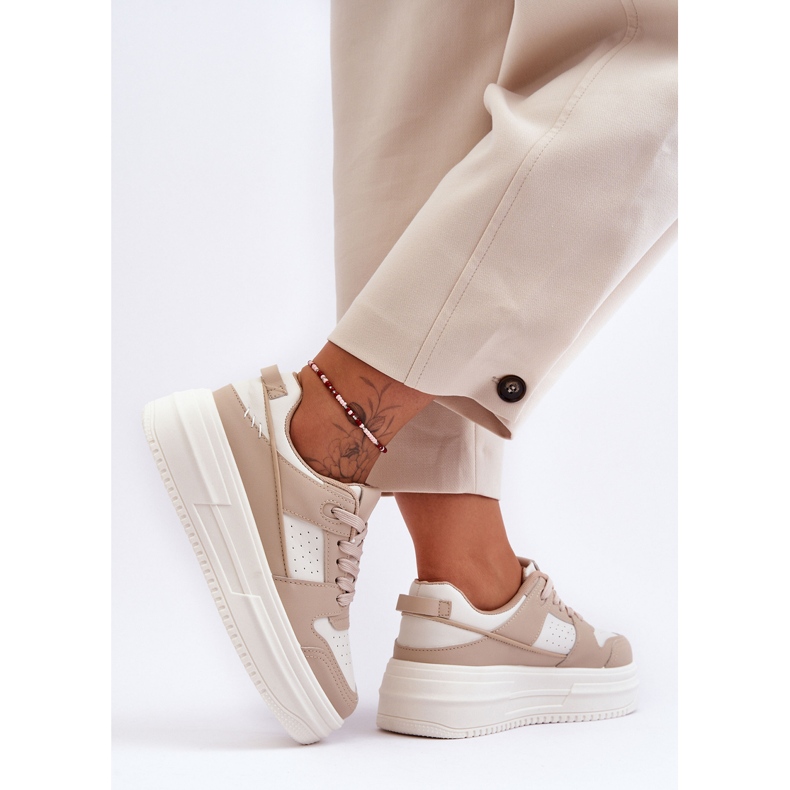 FJ1 Pantofi sport de damă pe o platformă masivă Bej Belisso 2