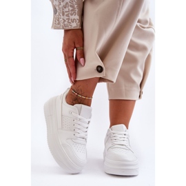 FJ1 Pantofi sport damă din piele pe o platformă masivă Belisso alb 1