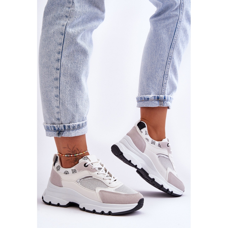 PM1 Pantofi sport cu șireturi pe platformă albă de evacuare 2