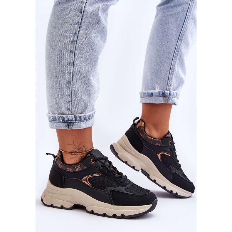 PM1 Pantofi sport cu platformă cu șireturi Escape negri negru 1