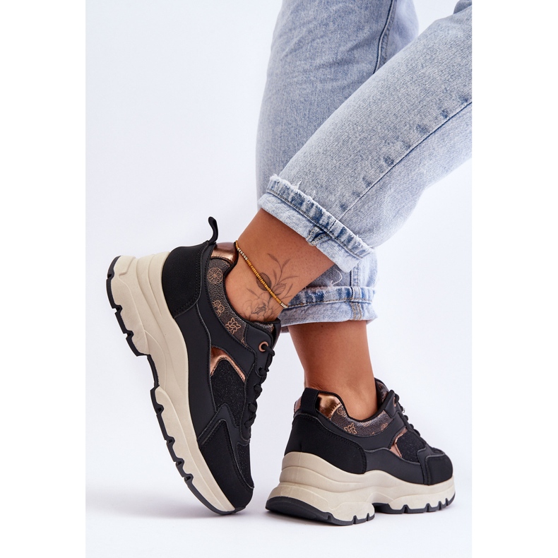 PM1 Pantofi sport cu platformă cu șireturi Escape negri negru 2