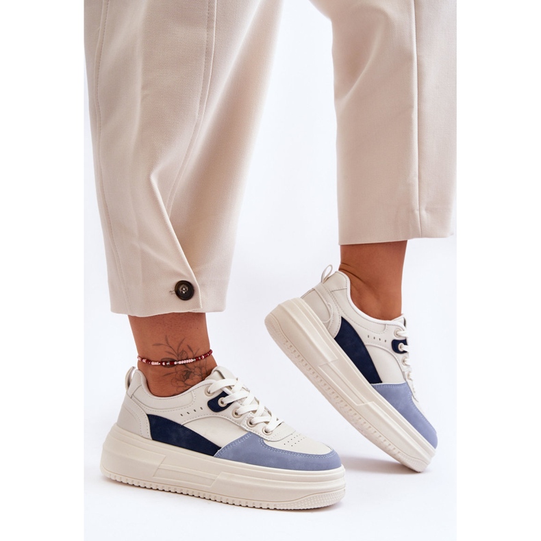 FJ1 Pantofi sport de damă pe o platformă masivă alb și albastru Gemma 1 FJ1 Pantofi sport de damă pe o platformă masivă alb și albastru Gemma 1