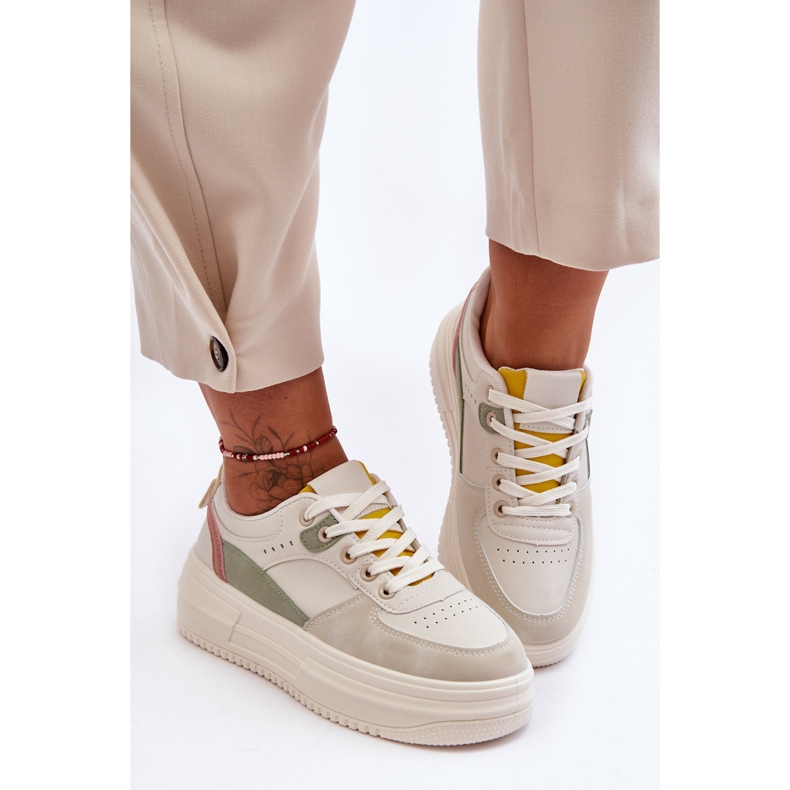 FJ1 Pantofi sport de damă pe o platformă masivă Gemma multicoloră alb 1