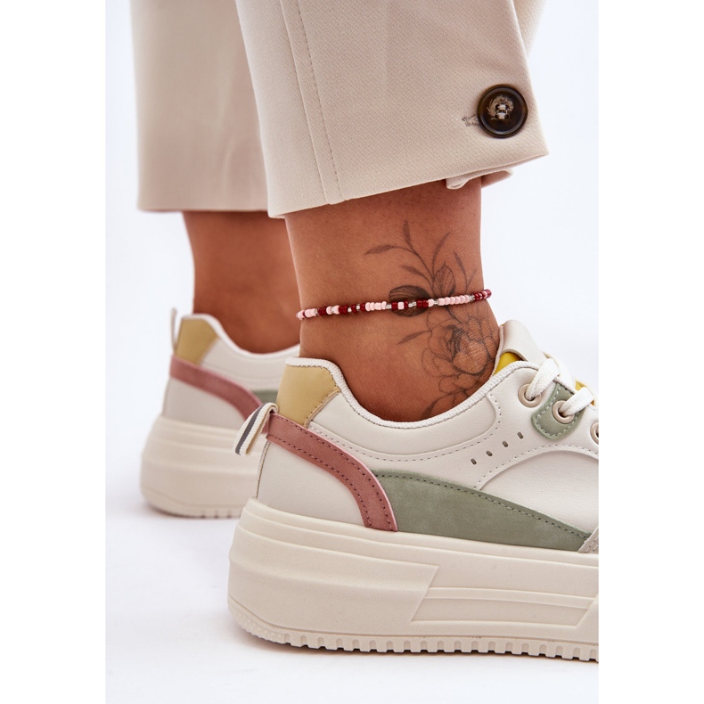 FJ1 Pantofi sport de damă pe o platformă masivă Gemma multicoloră alb 2