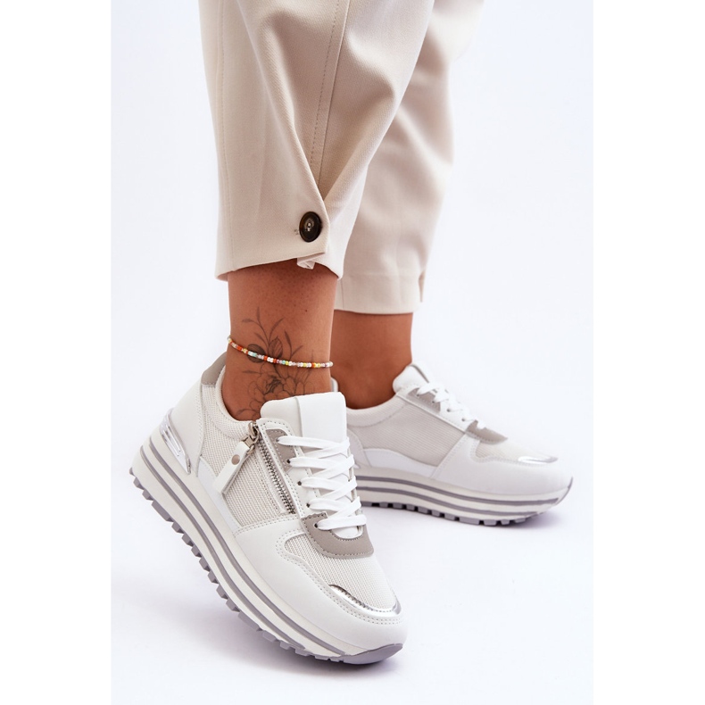 FJ1 Pantofi Sport Dama Cu Fermoar Decorativ Alb Cairo 1