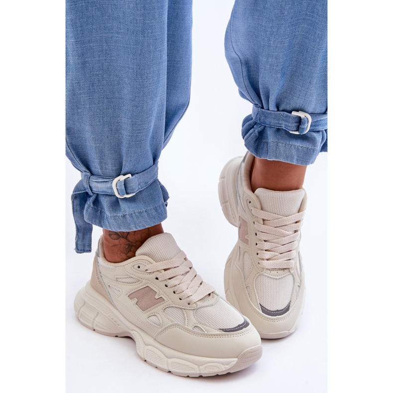 FG2 Pantofi sport cu plasă de damă la modă Bej Veneția 1