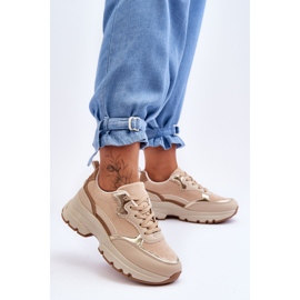 FG2 Icoane de pantofi sport cu platformă bej cu toc plat 1