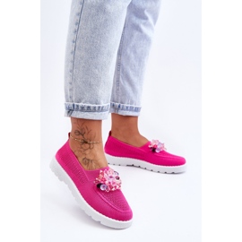 PM1 Tenisi Slip-On De Dama Cu Pietre Fucsia Simplu roz 1