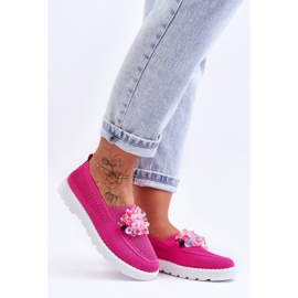 PM1 Tenisi Slip-On De Dama Cu Pietre Fucsia Simplu roz 7