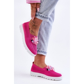 PM1 Tenisi Slip-On De Dama Cu Pietre Fucsia Simplu roz 2