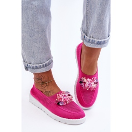 PM1 Tenisi Slip-On De Dama Cu Pietre Fucsia Simplu roz 3