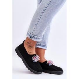 PM1 Tenisi Slip-on De Damă Cu Pietre Negru Simplu 6