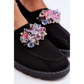 PM1 Tenisi Slip-on De Damă Cu Pietre Negru Simplu 4