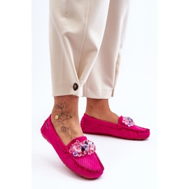 PM1 Mocasini la moda din piele intoarsa cu decoratiuni fuchsia delima roz 1 PM1 Mocasini la moda din piele intoarsa cu decoratiuni fuchsia delima roz 1