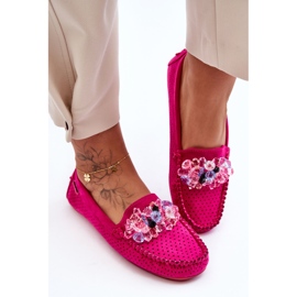 PM1 Mocasini la moda din piele intoarsa cu decoratiuni fuchsia delima roz 2 PM1 Mocasini la moda din piele intoarsa cu decoratiuni fuchsia delima roz 2