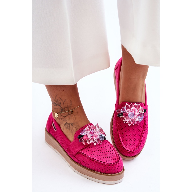 PM1 Mocasini Dama Platforma Cu Pietre Fuchsia Elonore roz 1