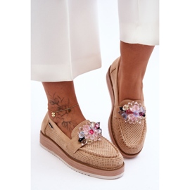 PM1 Mocasini Dama Platforma Cu Pietre Bej Elonore 1 PM1 Mocasini Dama Platforma Cu Pietre Bej Elonore 1