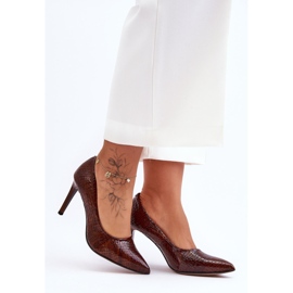 Lewski Shoes Pantofi Lewski din piele la modă cu tocuri înalte 2659 maro 1