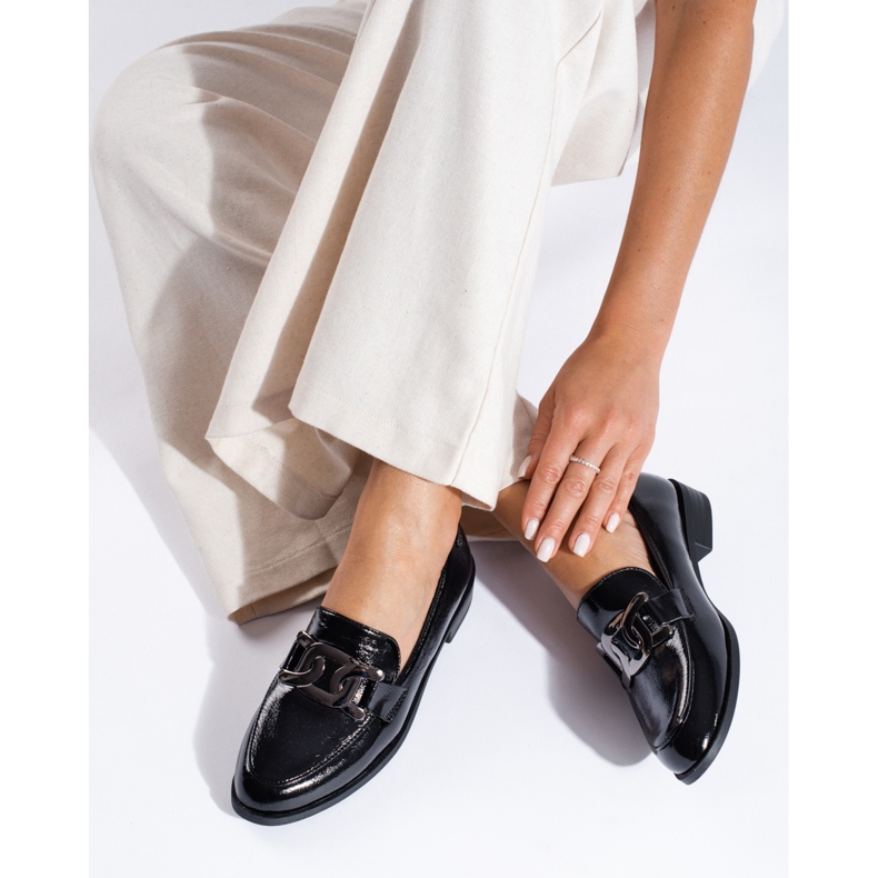 Mocasini de dama Shelovet negri lacuiti negru 1