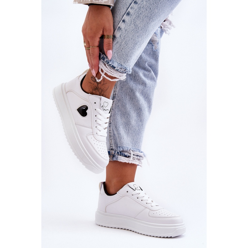 FJ1 Pantofi Sport Clasi Cu Inima Alb Si Negru Amore 2