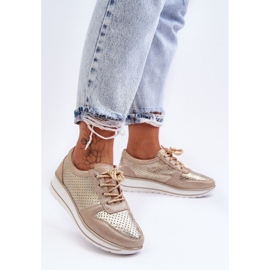 Pantofi Sport din Piele Cu Perforati S.Barski AL22246 Aur de aur 1 Pantofi Sport din Piele Cu Perforati S.Barski AL22246 Aur de aur 1