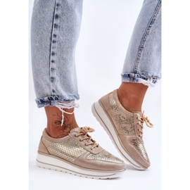 Pantofi Sport din Piele Cu Perforati S.Barski AL22246 Aur de aur 2 Pantofi Sport din Piele Cu Perforati S.Barski AL22246 Aur de aur 2