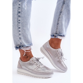 Pantofi Sport din Piele Cu Perforati S.Barski AL22246 Argintiu 1